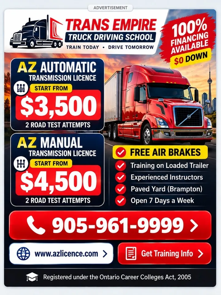 Trans Empire Truck Driving School advertisement